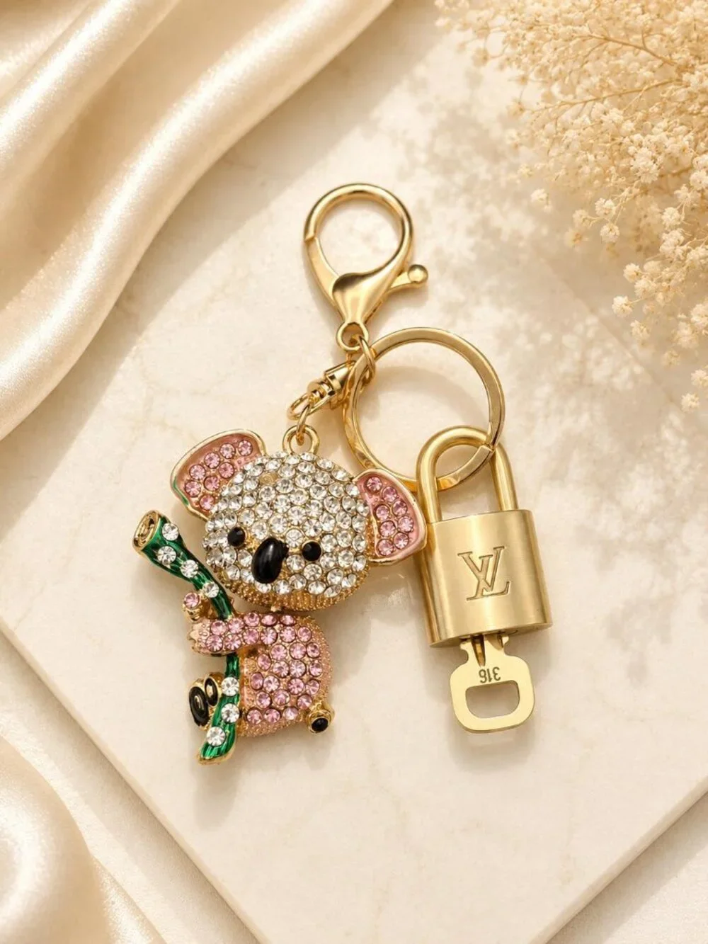 Authentic Louis Vuitton Gold Lock 🔒 Unbranded Elephant Keychain Bag Charm LV